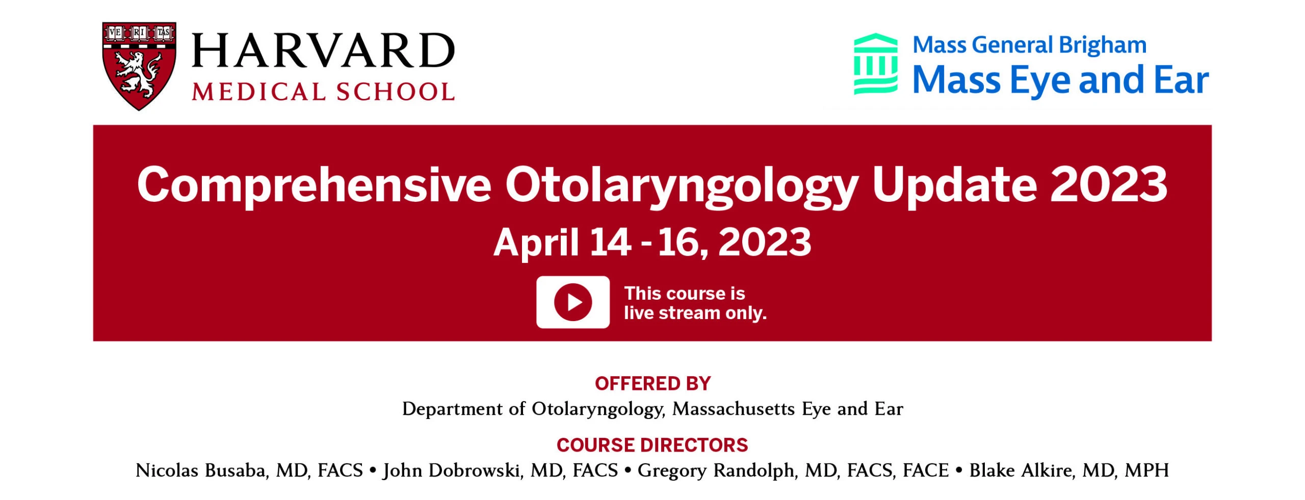 Harvard otolaryngology update 2023